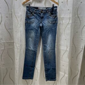 Foxy Jeans Skinny Jeans Womens 7 (28) Blue Good Grommet Low Rise Y2K Cherry